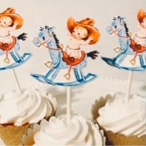 12 Cowboy Cupcake Toppers - Cowboy baby shower Cowboy birthday